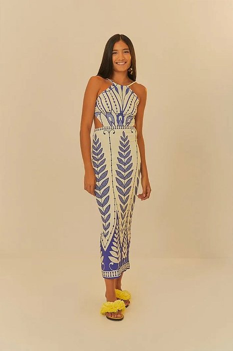 FARM VESTIDO MIDI ESTAMPADO SAMAMBAIA