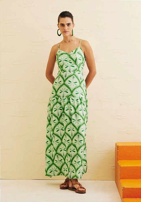 CACAY VESTIDO MIDI BUSTINHO ESTAMPADO GUNGA