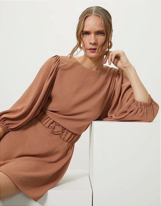 SHOULDER VESTIDO MANGA LONGA COM CINTO