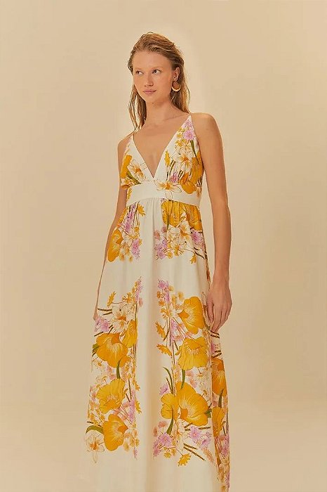 FARM VESTIDO CROPPED ESTAMPADO FLOR DO CAMPO