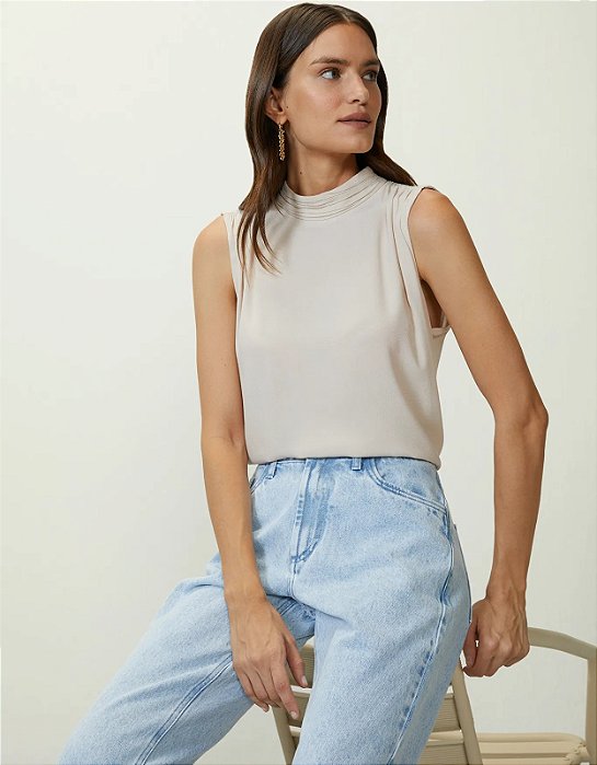 SHOULDER BLUSA GOLA ALTA FRANZIDO