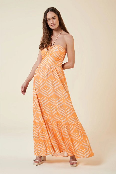 MYPLACE VESTIDO LONGO COM AMARRAÇÃO ESTAMPA BEACH CLUB