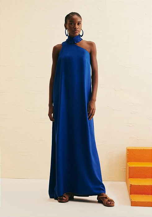 CACAY VESTIDO LONGO GOLA FRANZIDA