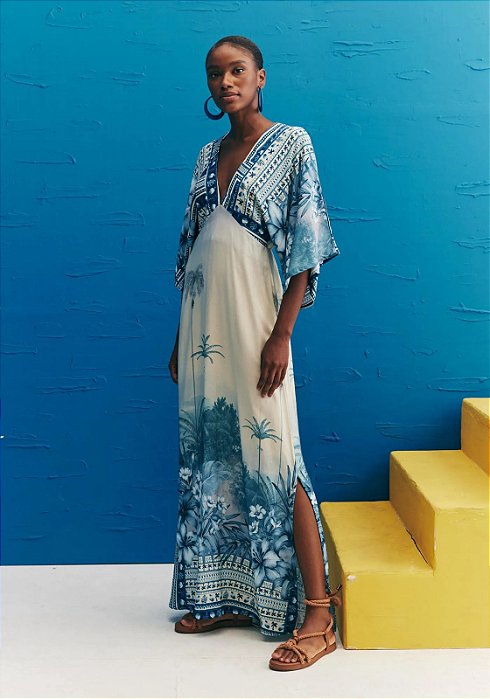 CACAY VESTIDO MAX DECOTE ESTAMPADO SAN ANDRES