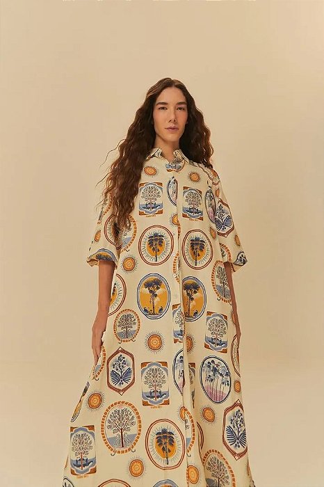 FARM VESTIDO CROPPED ESTAMPADO JANELAS DO CERRADO