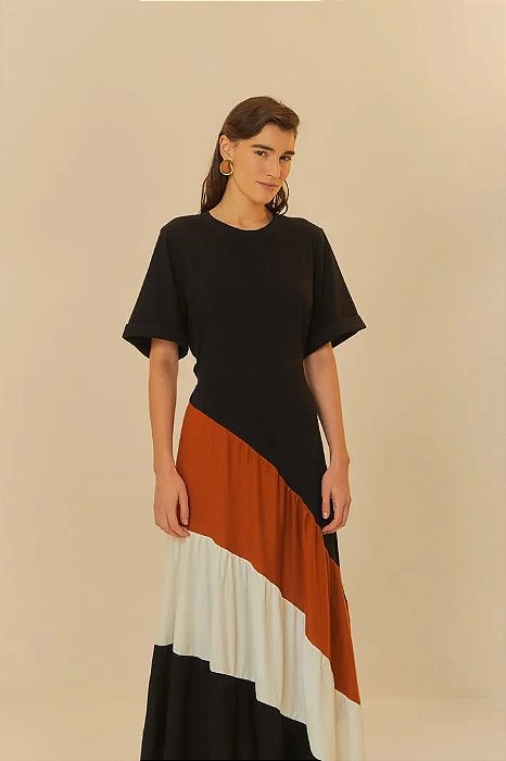 FARM VESTIDO PATCH DECOTE COSTAS PRETO