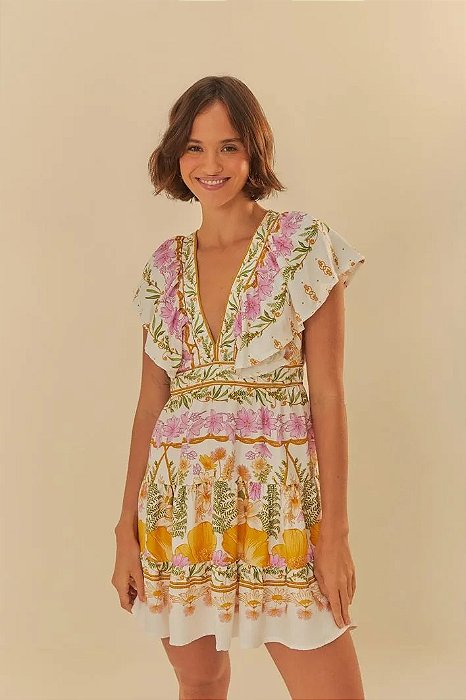FARM VESTIDO CURTO ESTAMPADO ALICE OFF