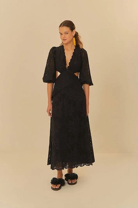 FARM VESTIDO LAISE COQUEIRO TROPICAL PRETO