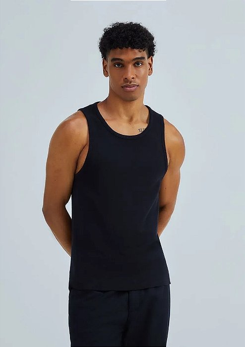 HERING REGATA MASCULINA REGULAR EM RIBANA CANELADA - PRETO