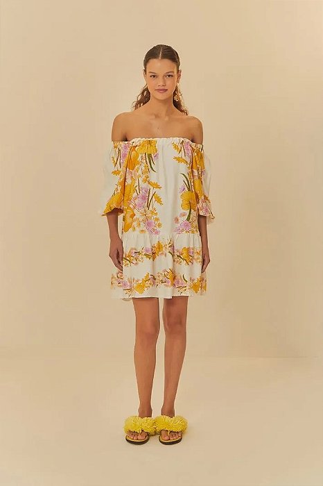 FARM VESTIDO CURTO ESTAMPADO FLOR DO CAMPO