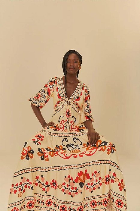 FARM VESTIDO ESTAMPADO MANDALA DE CAJU