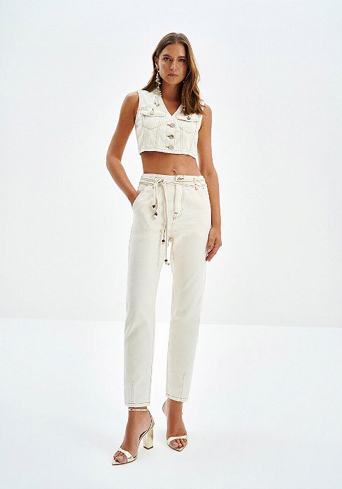 LEZ A LEZ CALÇA JEANS SLOUCHY CINTURA ALTA COM CINTO CORDA