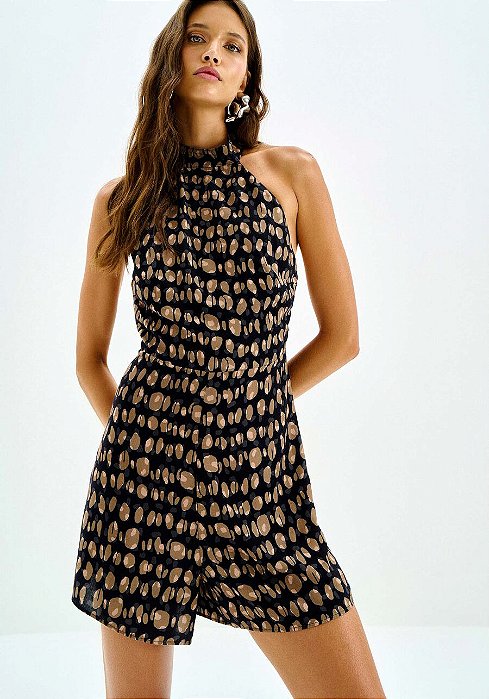 LEZ A LEZ MACACÃO CURTO FRENTE ÚNICA EM VISCOSE ESTAMPADO