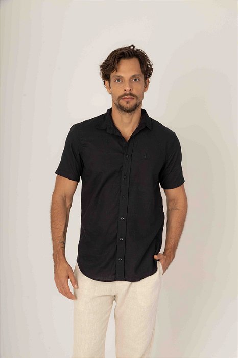 LEHUA CAMISARIA MANGA CURTA CLASSICA - PRETO