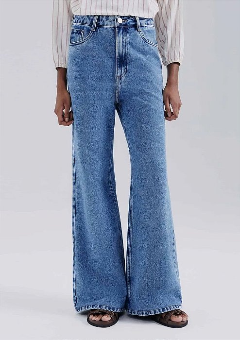 HERING CALÇA JEANS FEMININA PANTALONA CINTURA MÉDIA - AZUL