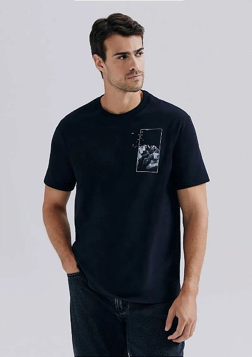 HERING CAMISETA MASCULINA COMFORT SUPER COTTON COM ESTAMPA - PRETO