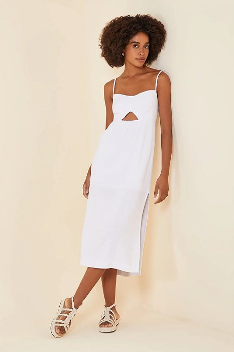 MYPLACE VESTIDO LINHO MIDI BRANCO