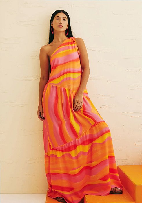 CACAY VESTIDO LONGO OMBRO SÓ ESTAMPADO JUJUY