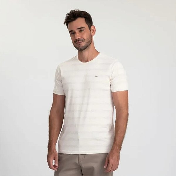 DOCTHOS CAMISETA MANGA CURTA SLIM LISTRADA LINHO