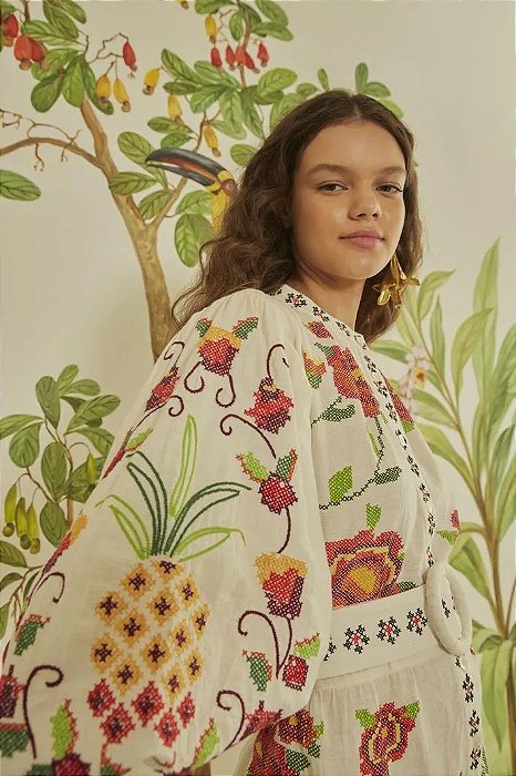 FARM VESTIDO CURTO ARTESANAL FLORIDO