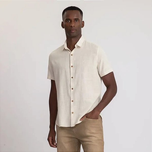 DOCTHOS CAMISA MANGA CURTA SLIM TEXTURA LISTRADA