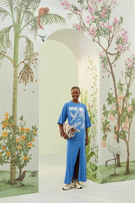 FARM VESTIDO CROPPED BANHO DE RIO AZUL CARIBE