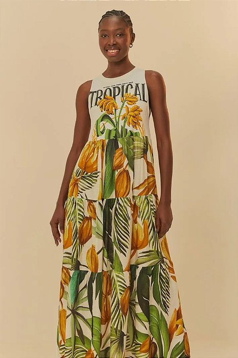 FARM VESTIDO CROPPED BANANA