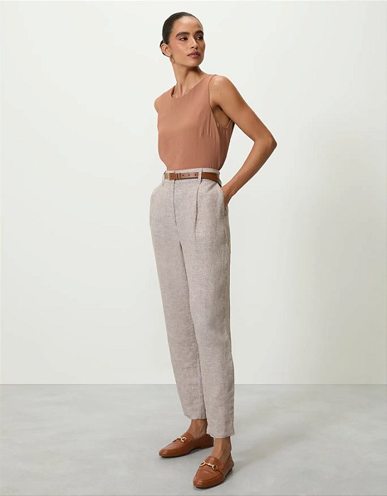 SHOULDER CALÇA LINHO MINI PIED POULE SLIM