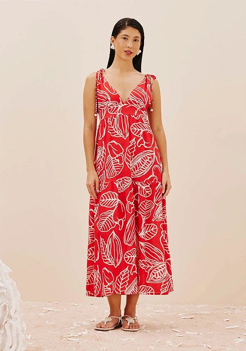 CACAY VESTIDO MIDI TÚNEL ESTAMPADO FRUTOS DA TERRA