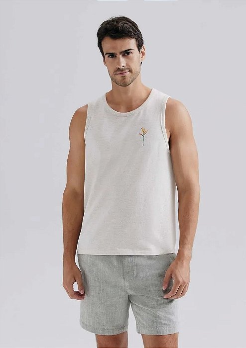 HERING REGATA MASCULINA ESTAMPADA COM LINHO - BEGE