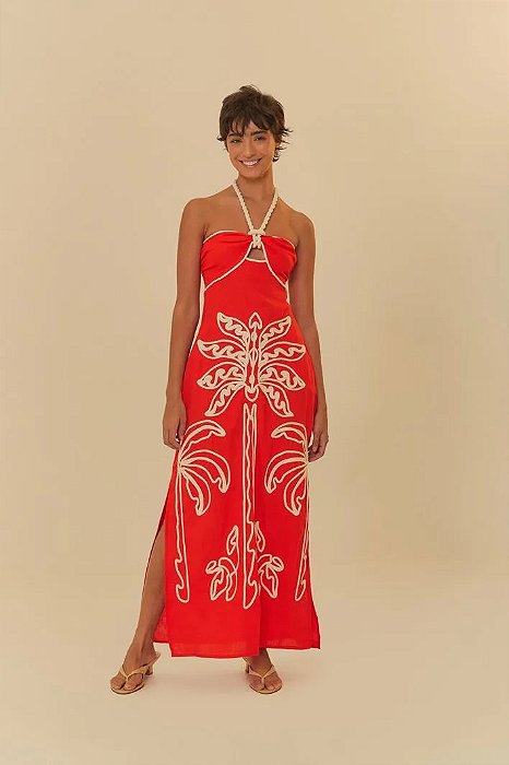 FARM VESTIDO BORDADO COQUEIRO MAJESTOSO