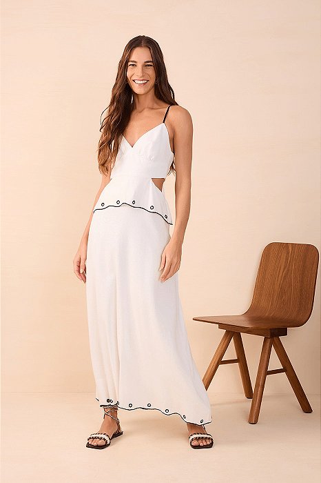 DRESS TO VESTIDO CROPPED LINHO BORDADO FESTONE