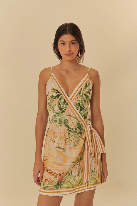 FARM VESTIDO CURTO PINTURA TROPICAL