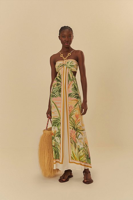 FARM VESTIDO LONGO PINTURA TROPICAL