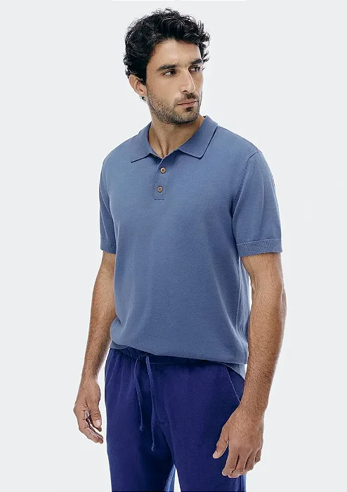 HERING CAMISA POLO MASCULINA EM TRICÔ - AZUL