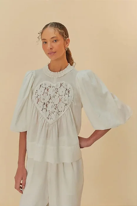 FARM BLUSA CORAÇÃO ARTESANAL