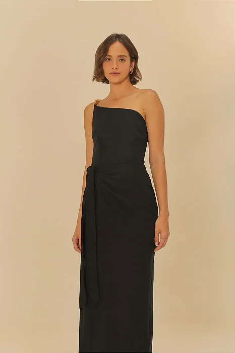 FARM VESTIDO OMBRO SÓ TRANSPASSE PRETO