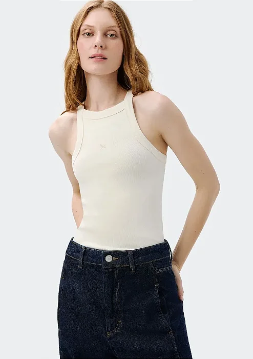 HERING REGATA FEMININA HALTER NECK COM BORDADO - CREME