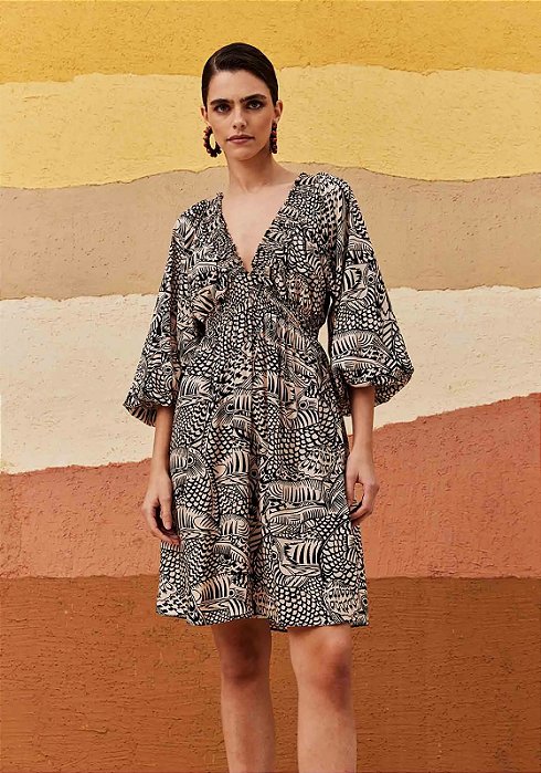 CACAY VESTIDO CURTO DECOTE PALA LASTEX TUCÁN