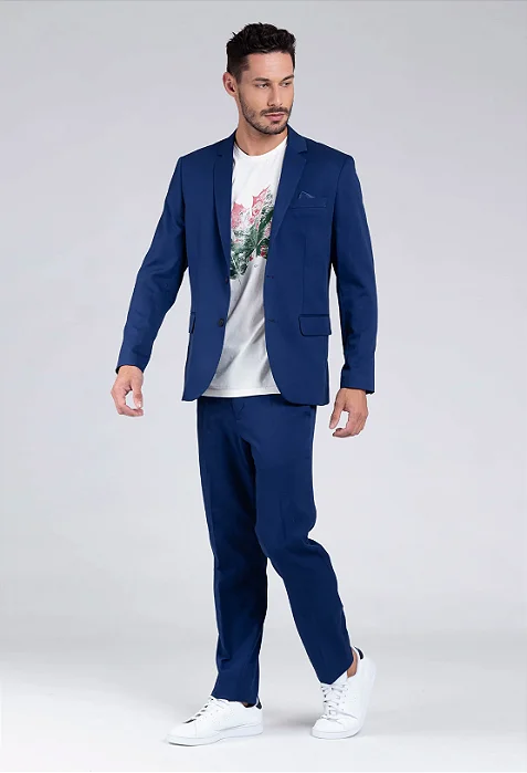 DOCTHOS COSTUME SLIM LISO - AZUL NOITE