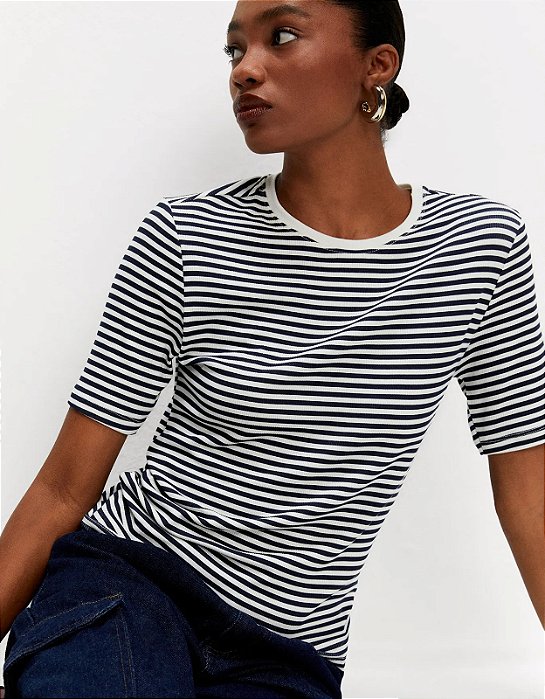SHOULDER T-SHIRT BOXY - CANELADO LISTRA
