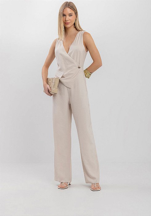 LEZ A LEZ MACACÃO  LONGO SEM MANGAS COM TRANSPASSE E LAPELA