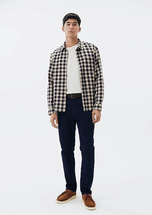 HERING CALÇA JEANS BÁSICA MASCULINA RETA COM ELATSANO - AZUL