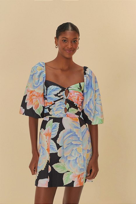 FARM VESTIDO CURTO ESTAMPADO FLORAL SOFIA
