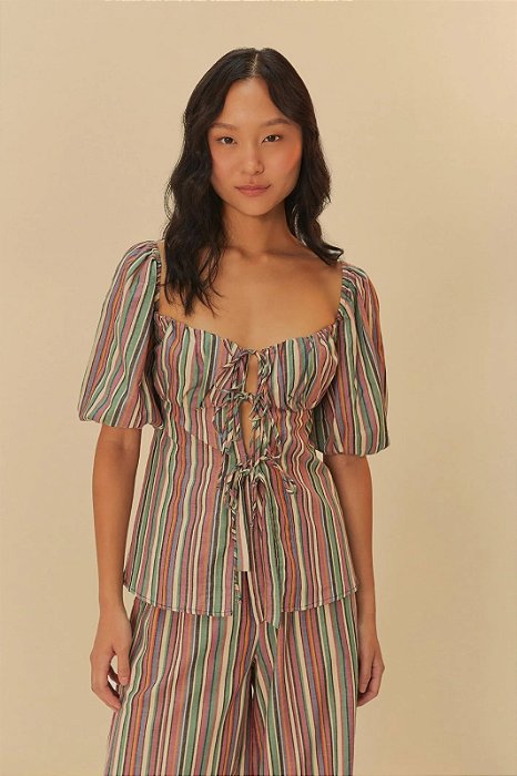 FARM BLUSA ESTAMPADA LISTRA PIPA