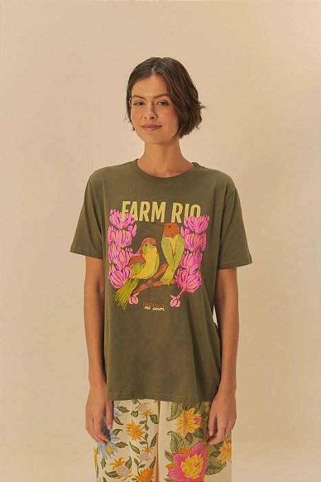 FARM T-SHIRT FIT ESTAMPADO FARM RIO PASSÁROS