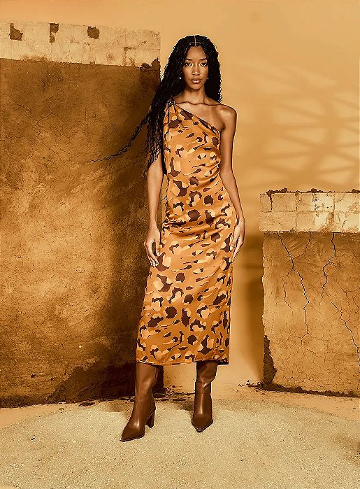 ISY VESTIDO ESTAMPADO OMBRO SÓ - SAVAGE ART
