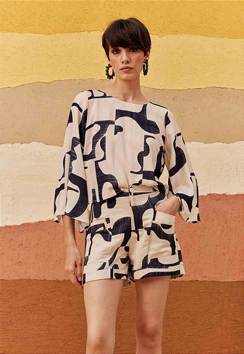 CACAY BLUSA QUADRADINHA ESTAMPADA PUENTE DEL INCA