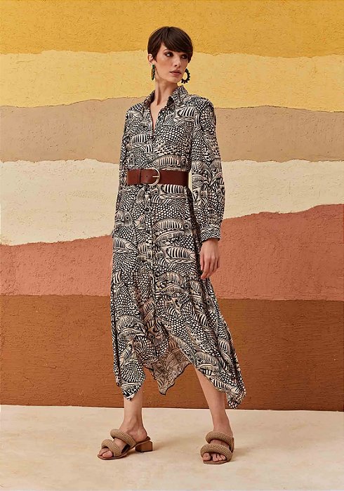 CACAY CHEMISE COM PONTAS ESTAMPADA TUCÁN