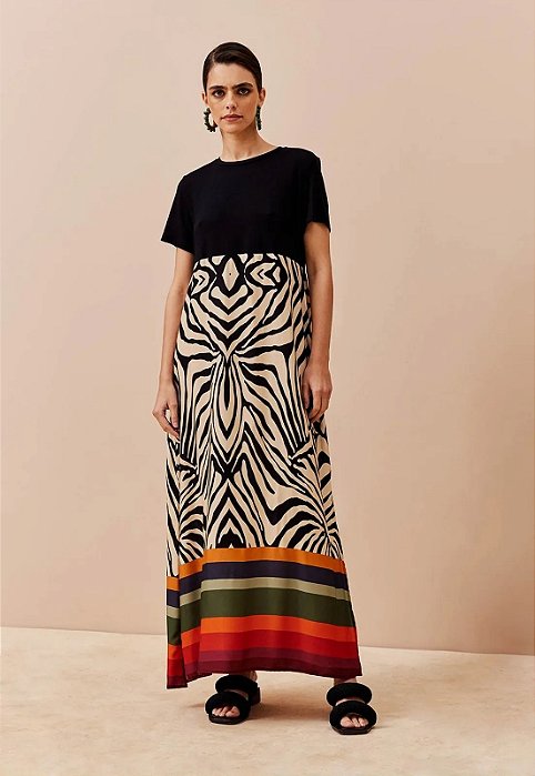 CACAY VESTIDO COM MALHA  ESTAMPADO ZEBRA COLOR
